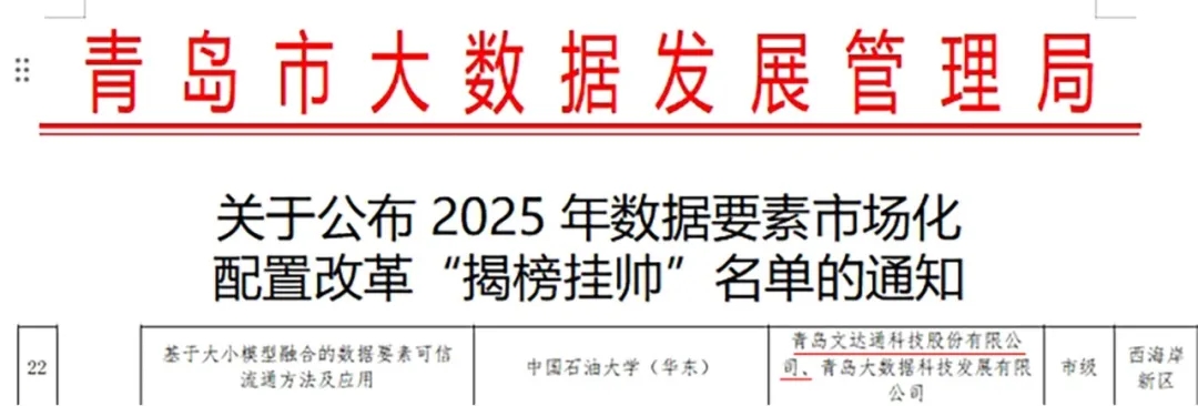 太阳集团tyc4633成功入选2025年数据要素市场化配置改革“揭榜挂帅”名单